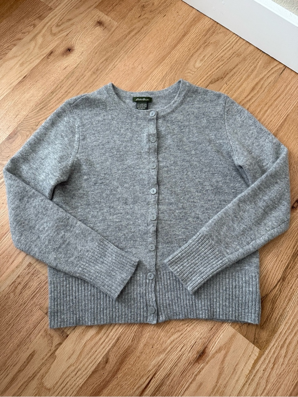 Lambswool Angora Rabbit Hair Button Front Cardigan Gray Medium
